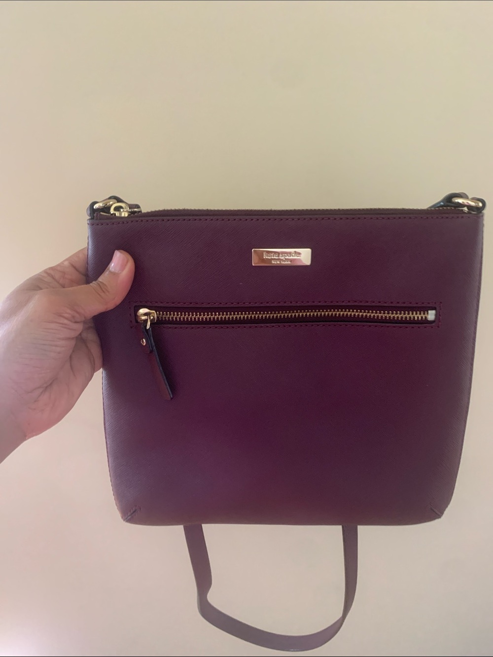 Kate Spade Deep Plum (Eggplant) Saffiano Leather Crossbody with Gold Hardware